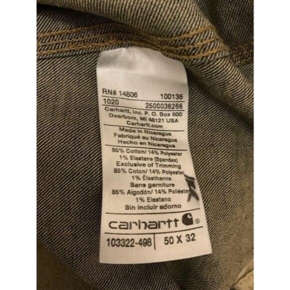 NWT Carhartt RN14806 Dark Blue Double Knee Insulated Bib Overalls Men Size 50X32 - Picture 2 of 13